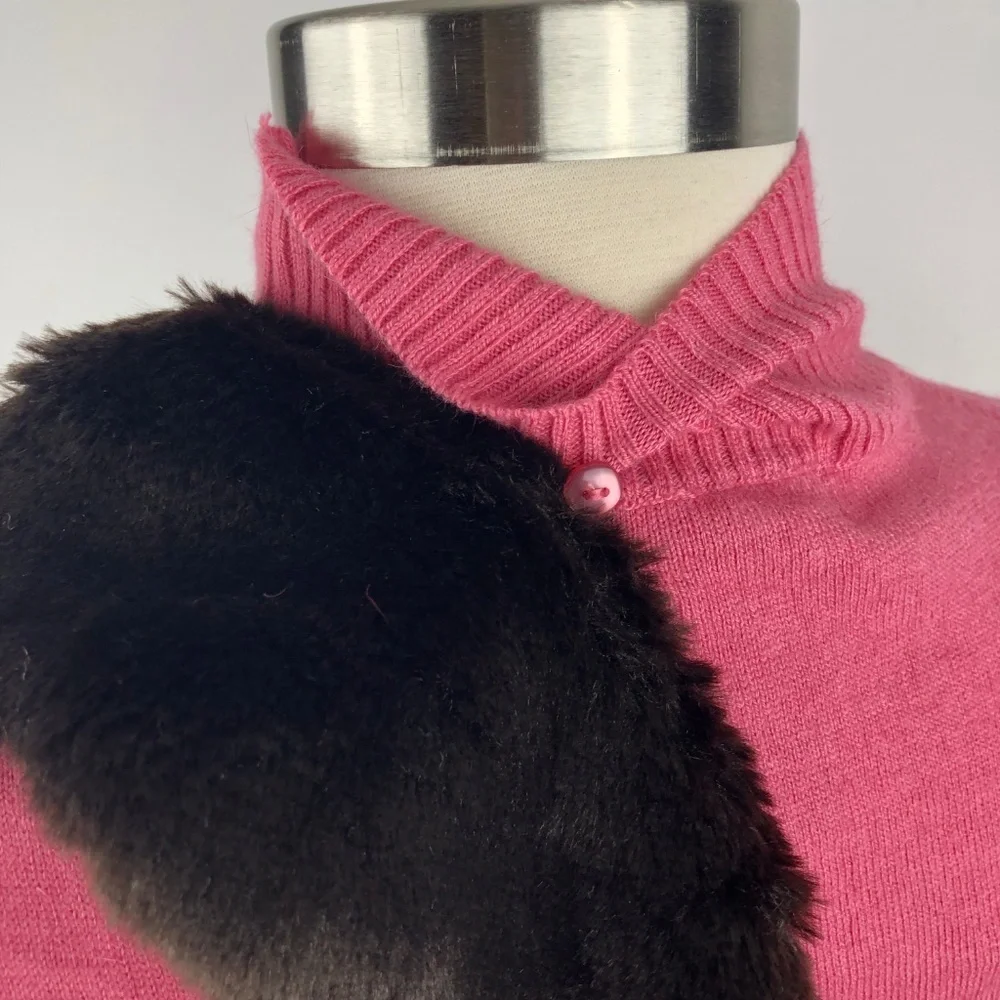 Grace Dane Lewis Knit Tank with Removable Faux Fur Collar Medium